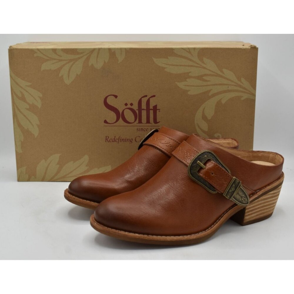 Sofft Womens Size 8.5‎ Adara Bourbon Leather Buckle Shooties Booties Shoes